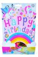 Dekoracja urodzinowa balony girlanda szarfa serpentyna konfetti motyw jednorożca 10szt.