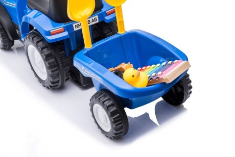 Jeździk pchacz chodzik traktor z przyczepą New Holland niebieski