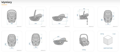 Pebble 360 i-Size Maxi Cosi obrotowy fotelik samochodowy od urodzenia do ok. 12 miesiąca życia 40 cm do 83 cm - Essential Black