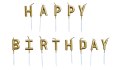 Świeczki urodzinowe Happy Birthday metaliczne złote