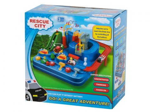Tor przeszkód interaktywny samochodowy wyścigi parking 3 pojazdy straż radiowóz ambulans, 1 helikopter 32x32cm XXL