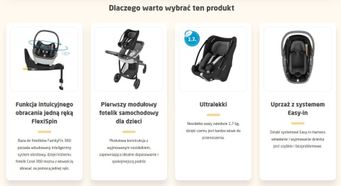 CORAL 360 I-Size Maxi-Cosi obrotowy fotelik samochodowy 0-12 kg - Essential Black