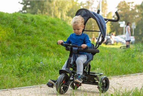 MILA QKids Rowerek trójkołowy obracane siedzisko - Szary