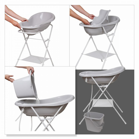 Stojak składany z półką pod wannę 84cm z półką Maltex 1732 - biały