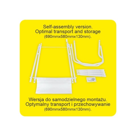 Stojak składany z półką pod wannę 84cm z półką Maltex 1732 - biały