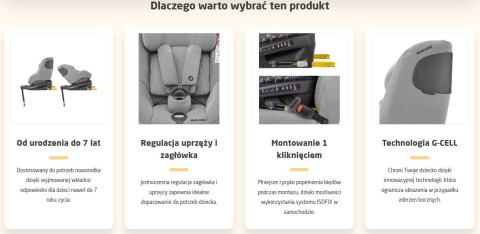 Beryl Maxi-Cosi 0-25kg od narodzin do ok. 7 roku życia - Authentic Grey