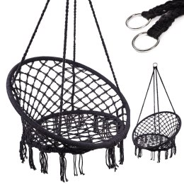 Huśtawka fotel bocianie gniazdo czarna XL z poduszką szarą
