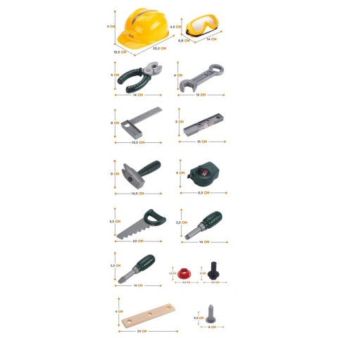 WOOPIE Zestaw Narzędzi Majsterkowicza dla Dzieci Kask Piła Śrubki 21 el.