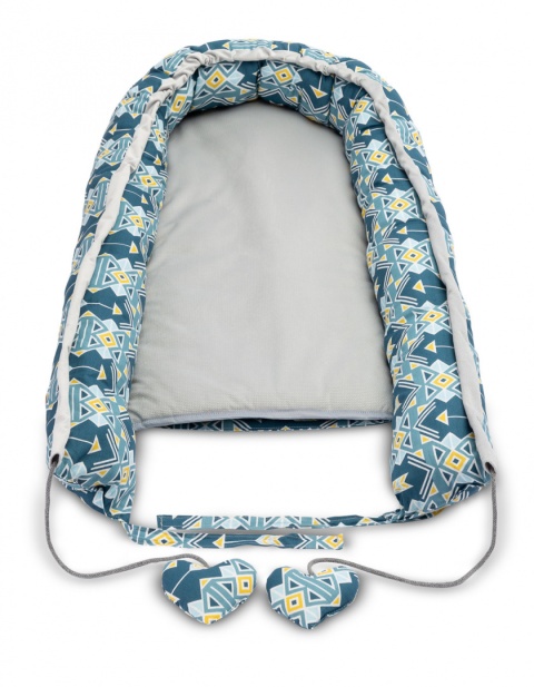 Gniazdo Velvet Kokon niemowlęcy Sensillo ok. 80x45cm - GRANATOWY ORNAMENT