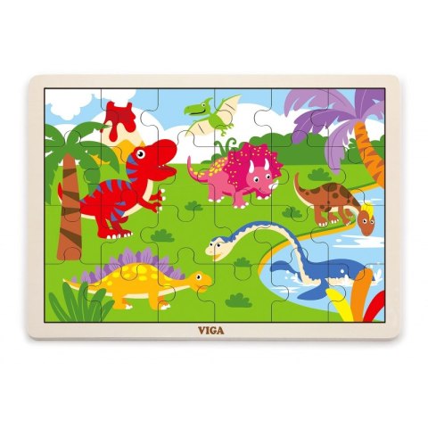 VIGA Drewniane Puzzle Dinozaury 24 Elementy