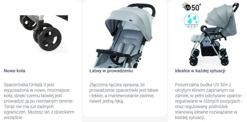 OHLALA 3 Chicco ultra lekki wózek spacerowy, składana rączka, waga 4,2 kg - Red Passion