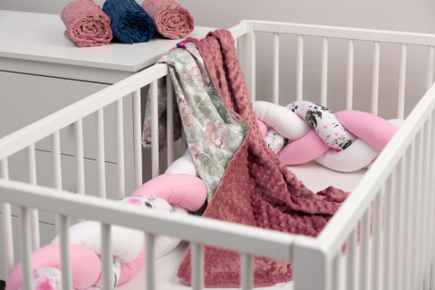 Lekki kocyk Minky 75x100cm Sensillo - RETRO RÓŻ PALMY