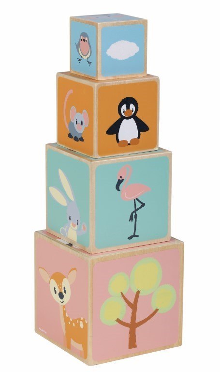 Wysoki sorter klocki drewniane zestaw 8 elementów 36 cm