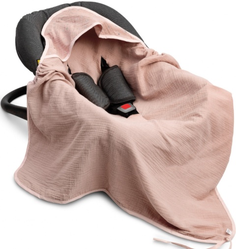 Sensillo Otulacz muślinowy do fotelika 75x75 - BRUDNY RÓŻ GWIAZDKI