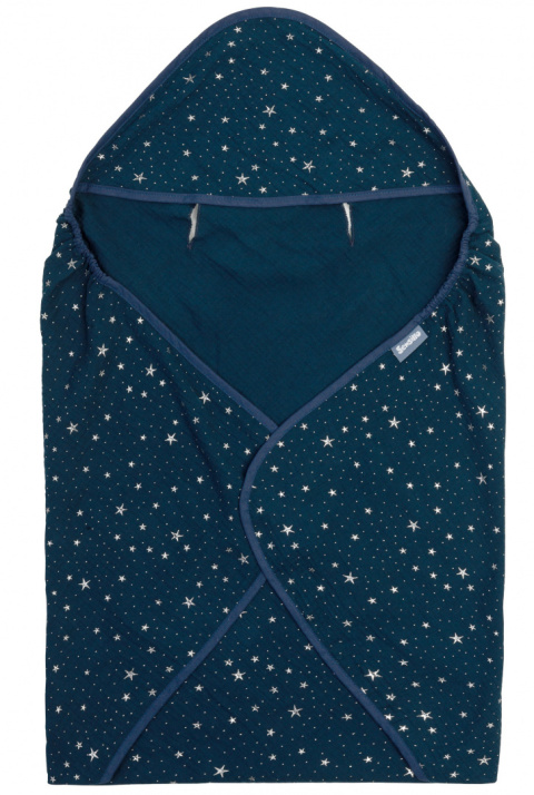 Sensillo Otulacz muślinowy do fotelika 75x75 - GRANATOWY GWIAZDKI