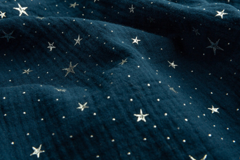 Sensillo Otulacz muślinowy do fotelika 75x75 - GRANATOWY GWIAZDKI