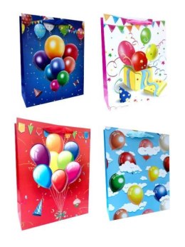 Torebka ozdobna prezentowa urodzinowa, balony 1010A 31x42x12cm p12, mix cena za 1 szt