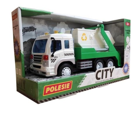 Polesie 86198 "City" samochód inercyjny do przewozu kontenerów zielony (ze światłem i dźwiękiem) w pudełku