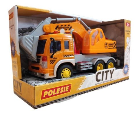 Polesie 86433 "City" samochód - koparka inercyjny pomarańczowy (ze światłem i dźwiękiem) w pudełku