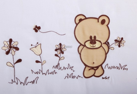 GLUCK Pościel haftowana Miś z kwiatkiem 3 el. 506EK