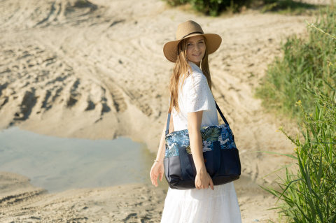 Torba do wózka z ekoskórą Sensillo - GRANATOWY LISKI