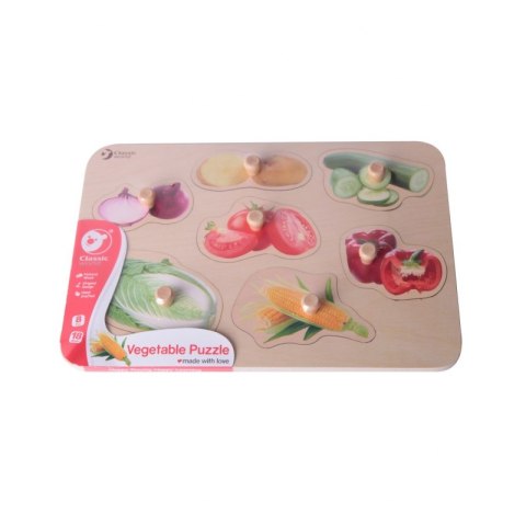 CLASSIC WORLD Drewniana Układanka dla Dzieci Warzywa Dopasuj Kształty 9 el.