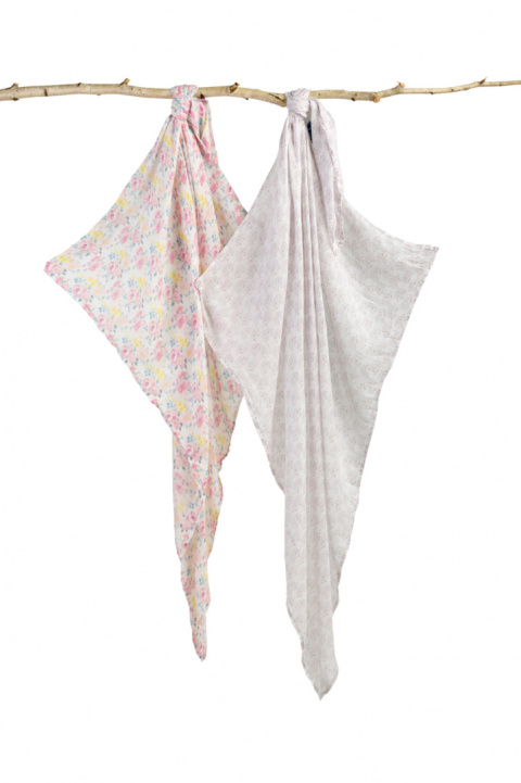 Zestaw pieluch bambusowych Sensillo 2-pak 120x120 - KWIATY+JEŻE