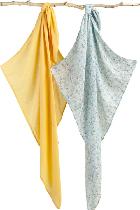 Zestaw pieluch bambusowych Sensillo 2-pak 120x120 - MIĘTA+ŻÓŁTY ZIELONY