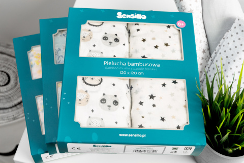 Zestaw pieluch bambusowych Sensillo 2-pak 120x120 - MIĘTA+ŻÓŁTY ZIELONY