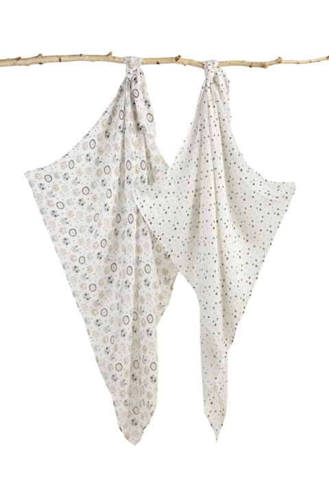 Zestaw pieluch bambusowych Sensillo 2-pak 120x120 - MISIE+GWIAZDKI