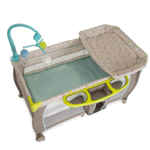 Babycenter HAUCK łóżeczko turystyczne 2 poziomy przewijak karuzela z pozytywką - Multi Dots Sand