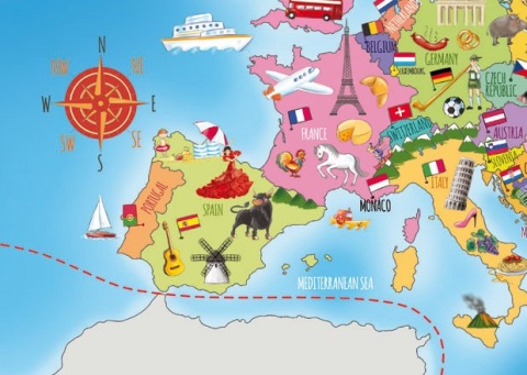 Mapa Europy Naklejka ścienna firmy TULOKO