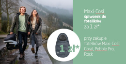 CORAL Maxi-Cosi + Śpiworek za 1zł, fotelik samochodowy I-Size do 75cm 0-12kg - Essential Grey