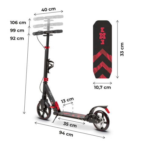 Hulajnoga miejska z hamulcem tarczowym WXM RST-A02 do 100 kg - RED