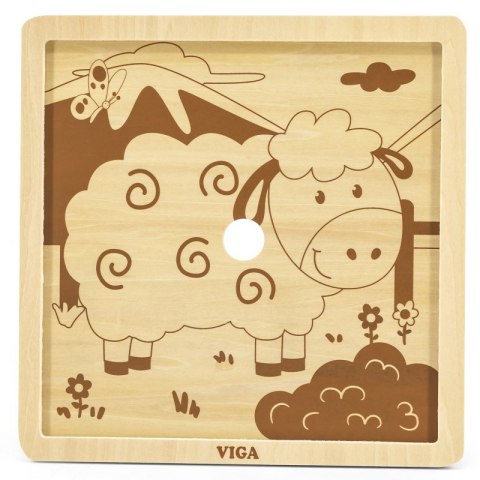 VIGA Poręczne Drewniane Puzzle Owieczka 9 elementów