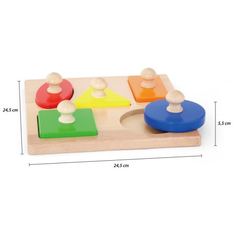 VIGA Drewniane Puzzle z Pinezkami Kształty Montessori