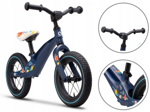 BART AIR Lionelo rowerek biegowy 2 lata+ 12 cali do 30kg magnezowa rama, pompowane koła - BLUE NAVY