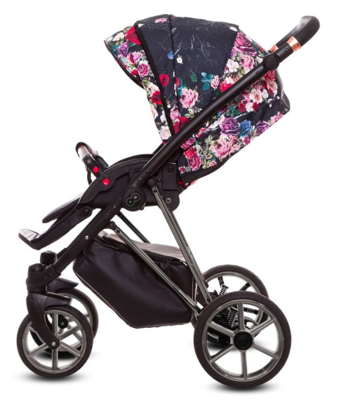 MUSSE 2w1 BabyActive wózek głęboko-spacerowy - Dark Rose / stelaż Nikiel