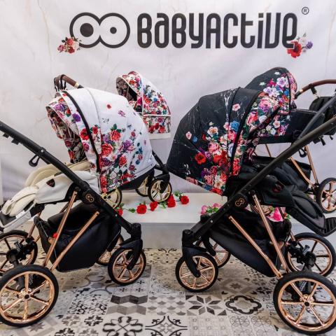 MUSSE 2w1 BabyActive wózek głęboko-spacerowy Light-Dark Rose / stelaż Chrom