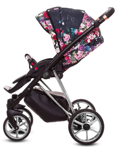 MUSSE 3w1 BabyActive wózek głęboko-spacerowy + fotelik samochodowy Kite 0-13kg - Dark Rose / stelaż Chrom