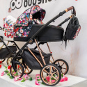MUSSE 3w1 BabyActive wózek głęboko-spacerowy + fotelik samochodowy Kite 0-13kg - Dark Rose / stelaż Nikiel