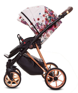 MUSSE 3w1 BabyActive wózek głęboko-spacerowy + fotelik samochodowy Kite 0-13kg - Light-Dark Rose / stelaż Rose Gold