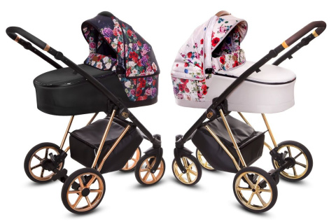 MUSSE 3w1 BabyActive wózek głęboko-spacerowy + fotelik samochodowy Kite 0-13kg - Light-Dark Rose / stelaż Rose Gold