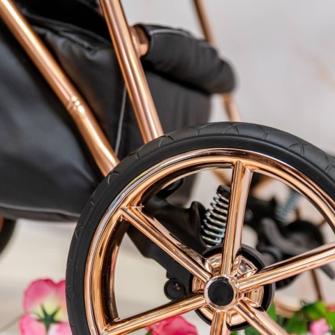 MUSSE 3w1 BabyActive wózek głęboko-spacerowy + fotelik samochodowy Kite 0-13kg - Light Rose / stelaż Rose Gold