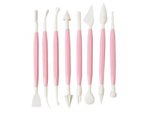 Zestaw 8 Szpatułek, Narzędzia Do Modelowania, Dekorowania, Rzeźbienia, Ceramiki Gliny Ciasta Rękodzieła RÓŻOWE