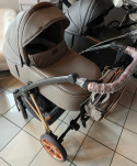 MUSSE 3w1 BabyActive wózek głęboko-spacerowy + fotelik samochodowy Kite 0-13kg - Gray Pearl (szara eko-skóra)