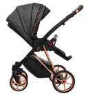 MUSSE 3w1 BabyActive wózek głęboko-spacerowy + fotelik samochodowy Kite 0-13kg - Onyx (czarna eko-skóra)