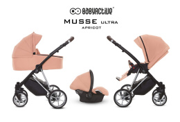 MUSSE 3w1 BabyActive wózek głęboko-spacerowy + fotelik samochodowy Kite 0-13kg - Ultra APRICOT / stelaż Chrom