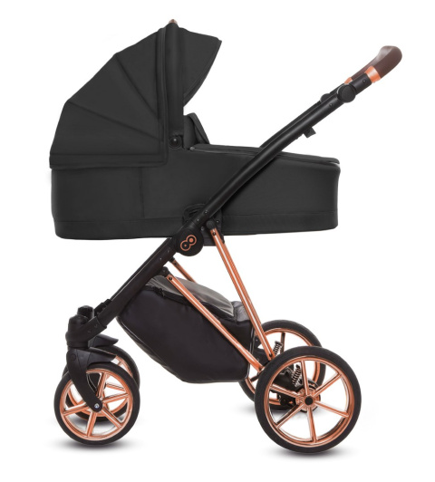 MUSSE 3w1 BabyActive wózek głęboko-spacerowy + fotelik samochodowy Kite 0-13kg - Ultra BLACK / stelaż Rose Gold