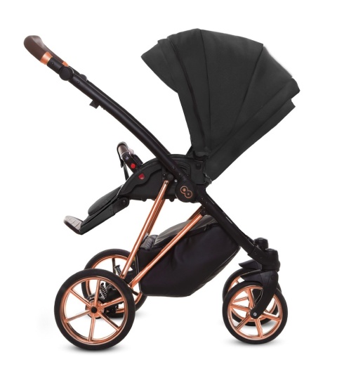 MUSSE 3w1 BabyActive wózek głęboko-spacerowy + fotelik samochodowy Kite 0-13kg - Ultra BLACK / stelaż Rose Gold